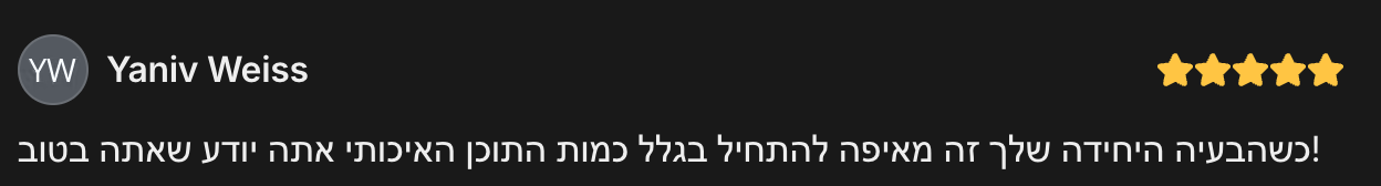 Yaniv Weiss review